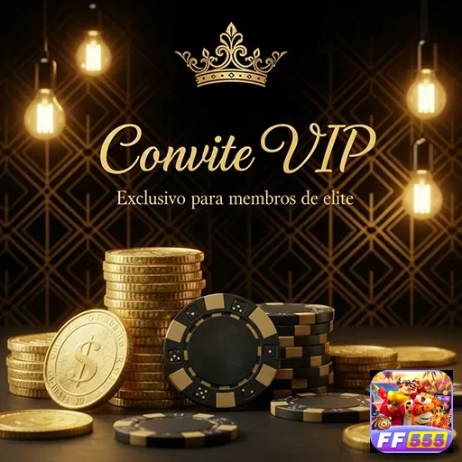 Convite VIP para evento de cassino no site ff555, com design sofisticado e elegante.