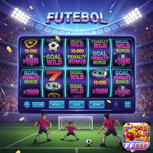 Imagem do jogo de slot 'Futebol' no site ff555, destacando elementos de esportes e jackpots.